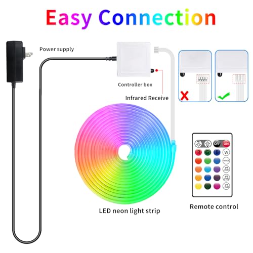 segrass 16.4FT Neon Rope Light,Flexible Led Rope Lights Control with App/Remote,Multiple Mode Rope Lights,IP65 Outdoor RGB Led Neon Lights Waterproof,Music Sync Gaming Led Neon Light Strip for Bedroom - size: 16.4FT
