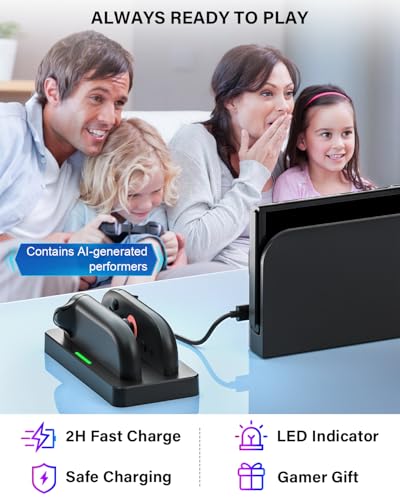 ZRZLMVP Switch 2 JoyCon Charger for Nintendo Switch 2 Joy Con 2 Controller | Charging Dock for Joy-Con 2 Controllers, 2H Fast Charge Switch 2 Controller Charger Station with LED Indicator - color: BLACK-2