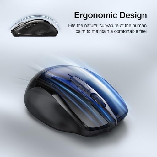 TECKNET Wireless Mouse, BT 5.0/2.4G, Silent 4800 DPI 6 Buttons, Black | Bluetooth 5.0/3.0 & USB A, 2-Device Easy Switch, Wide OS Compatible, 6-DPI, Ergonomic for S/M Hands, Extended Battery - color: Black