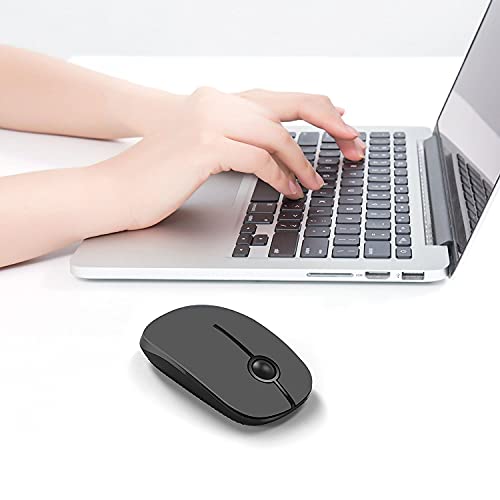 Unipows Wireless Mouse-2.4G Slim Portable Computer Mouse, Black and Gray | Nano Receiver, Less Noise Mobile Optical Mice for Notebook, PC, Laptop, Desktop - color: Black and Grey