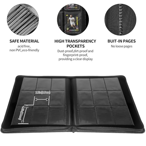 Toploader Binder, top loader binder for cards, Holds 324 Toploaders, 9-pocket, card folders for trading cards or Sports Cards in 3 x 4'' Toploaders