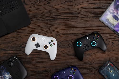 8BitDo Ultimate 2 Wireless Controller, Game Gamepad for PC Steam Android with TMR Joysticks, Switchable Hall Effect/Tactile Triggers, RGB Fire Ring, PC Steam Gamer Gift - color: White