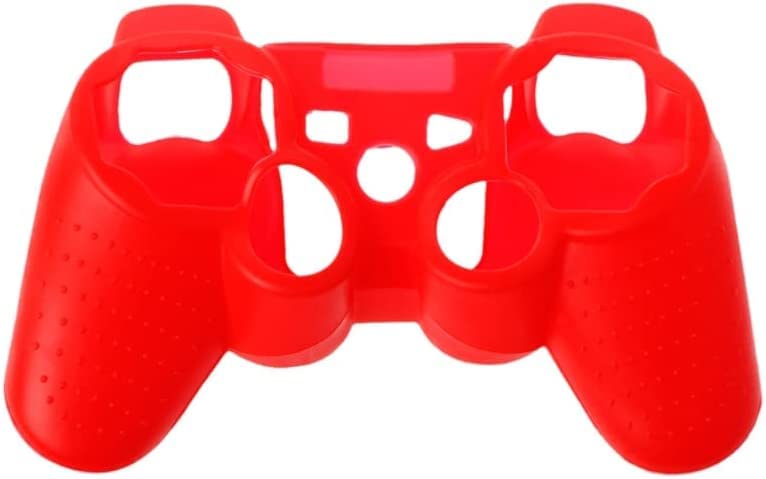 Silicone Case Soft Protective Skin Cover for PS3 Controller Gel Rubber Case Cover Replacement (Red) - color: Red
