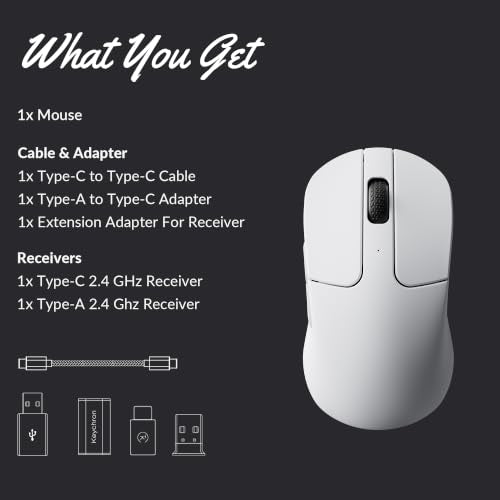 Keychron M3 Mini Wireless Optical Mouse, Bluetooth 5.2/2.4 GHz/Wired Gaming Mouse, Programmable PixArt 3311 Sensor with up to 12,000 DPI/ 300 IPS, Lightweight Ergonomic for Windows Mac Linux - White - color: White, style: PixArt 3311 (1K Polling Rate)