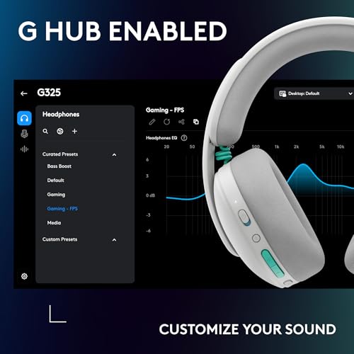 Logitech G325 Lightspeed Wireless Gaming Headset - White | All-Day Comfort, Built-in Mic with Noise Reduction, 24-Bit Audio, 24+ Hr Battery Life, for PC, PlayStation, Switch, Mobile - color: White