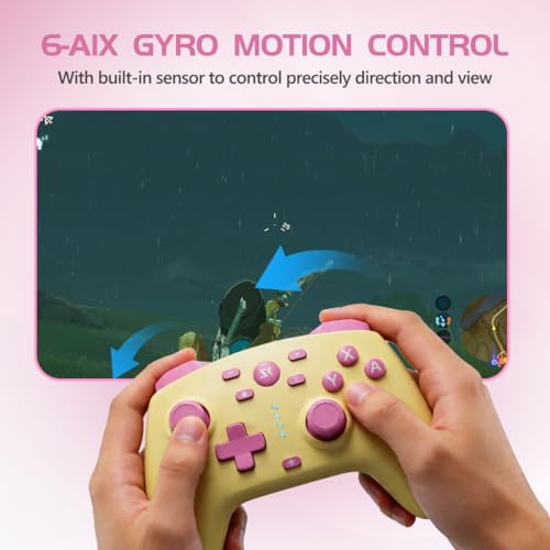 Wireless Switch Controller for Switch/Switch 2/OLED/Lite/PC, Wireless Switch Pro Controllers with 2.4G Dongle, Hall Effect Joysticks & Hall Triggers, Dual Rumble, Turbo & 2 Macro Back Buttons(Yellow) - color: Butter Yellow