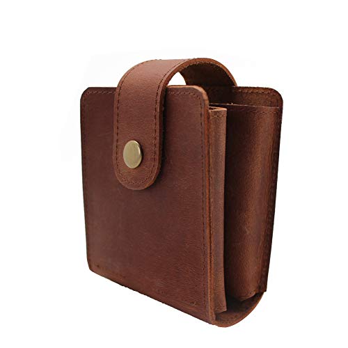 Playing Card Case, Genuine Leather Double Playing Cards Deck Holder for Magicians and Poker Players, Camping Holidays Trips - color: Double Deck