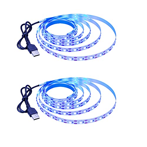 5V USB Blue 460-465nm LED Strip USB Powered 13.12ft/4M(2pcs x 6.6ft) | 240LEDs Flexible SMD2835 High Brightness No-Waterproof IP20 LED Tape Lights - color: Blue