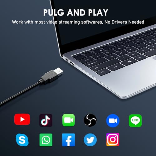 1080P Webcam with Built-in Microphone, W2N Web Cam, Privacy Cover, 75° FOV, Noise Cancellation, Plug & Play Web Camera for Computer, USB Webcam for Pc, Laptop, Desktop, Mac