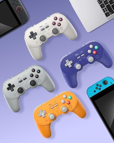 8Bitdo Pro 3 Bluetooth Controller (Purple) - TMR Joysticks | For Switch/Switch 2, Windows/Apple/Android, Swappable ABXY Buttons, Pro Back Buttons, Hall Effect Triggers, Charging Dock - color: Purple, size: Pro 3