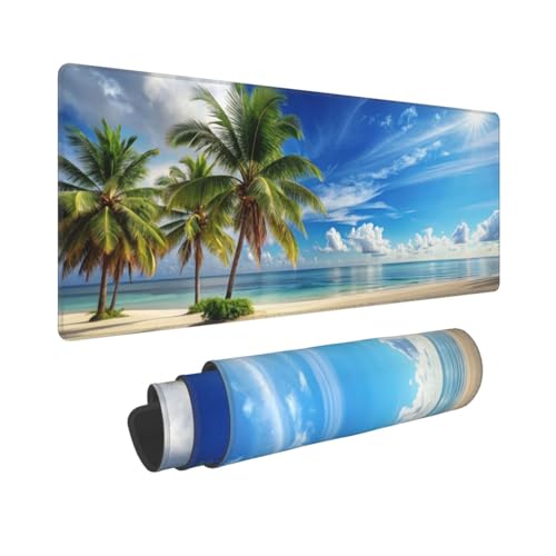 Beach Mouse Pad XL Large Mousepad Non Slip Rubber Base Desk Mat for Laptop Computer Gaming 31.5" X 12" - color: Beach