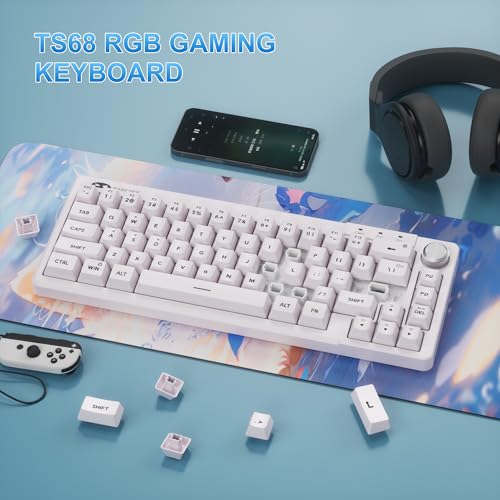 MageGee Mini 60% Gaming Keyboard, RGB Backlit Ultra-Compact Keyboard, TS68 Ergonomic Waterproof Mechanical Feeling Office Computer Keyboards for PC, MAC, PS4, Xbox ONE Gamer - color: Ivory