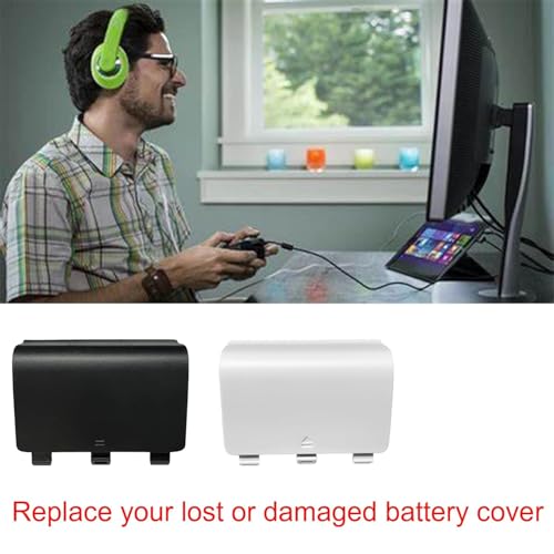 4 Pack Battery Back Cover for Xbox One, One S, One X Controller (NOT for Xbox SeriesS/X), Replacement Battery Back Shell Covers for Xbox One/One S/One X Controllers (Black&White) - color: Black&White