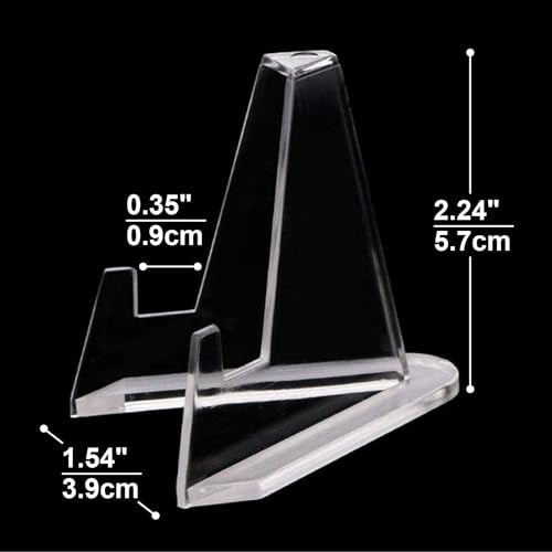 HillSpring 10 Pack 2.2 Inch Clear Small Easel Stand, Acrylic Tabletop Mini Stand, Display Holder for Sports Cards, Challenge Coin, Graded Cards, Name Card, Photo, Sign, Medal, Crystals, Plates