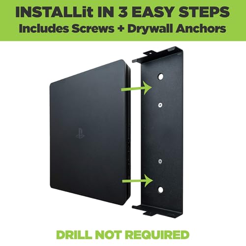 PS4 Pro Wall Mount Bundle - Includes Steel Wall Mount & 2 Controller Mounts - American Company - Behind TV PlayStation 4 Pro Holder