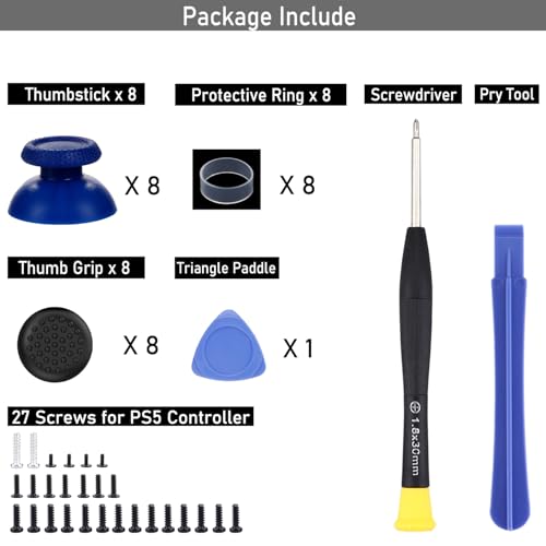 8 Pack Blue Replacement Thumbsticks for DualSense PS5 Controller, Custom Analog Thumb Stick Joystick Grip Replacement for PlayStation 5 Controller - size: Blue