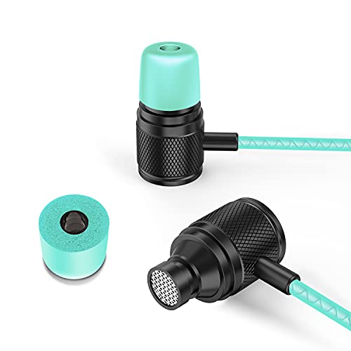 LUDOS Ultra Wired Earbuds in-Ear Headphones, 5 Years Warranty, Earphones with Mic, Noise Isolating Ear Buds, Memory Foam for iPhone, Samsung, School Students, Kids, Women, Small Ears - Turquoise - color: Turquoise, style: 3.5 mm