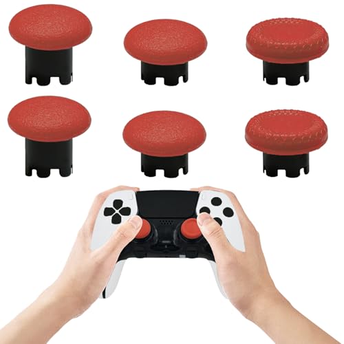 6 Pack Interchangeable Thumbstick Caps for PS5 DualSense Edge Controller Joysticks, DualSense Edge Controller Swappable Thumbsticks Replacement for PS5 Edge Controller (Red) - color: Red