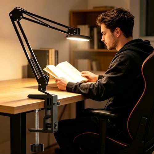 Replacement Heavy Duty C Clamp for 1/2” and 5/8” Hole Base Magnifying Lamp,Desk Lamp,Swing Arm Lamp,Phone I pad Mount,Tablet Mic Holder,Table Mount Clamp for Microphone Stand Mic Boom Arm (G2 BLACK) - color: G2 Black