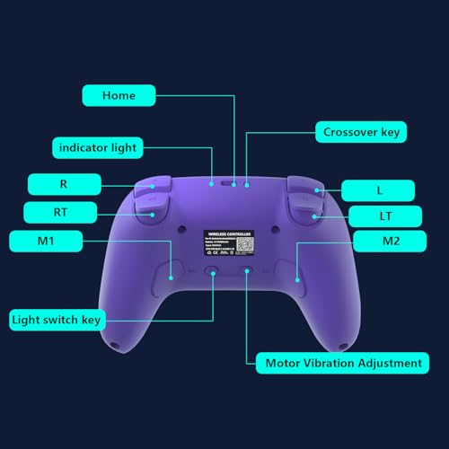 SZYUYU Switch Controller for Switch 2,Switch Pro Controller for Switch/OLED/Lite/PC with 7 Colors LED Light/3-level TURBO Adjustable,4-Speed Dual Vibration/Hall Effect Sticks/Wake Up/Gyro Axis Motion(Purple) - color: Purple