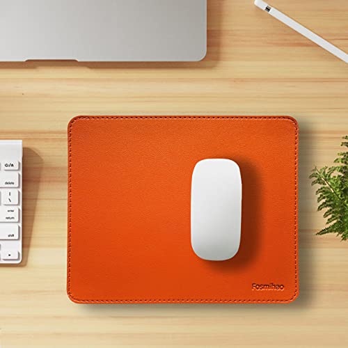 Leather Double Side Mouse Pad With Stitched Edge - Waterproof Ultra Thin for Computers, Laptop, Office & Home, 10.2 x 8.3 Inch, 1 Pack (Orange) - color: Orange