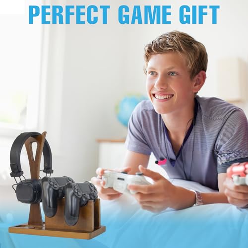 Game Controller Holder Gifts for Gamers to Organize Gaming Accessories & Headphone Holder, Unique Gamer Gifts Headset Stand Controllers Holders, Stylish Controller Stand Gaming Equipment - size: Game_Brown