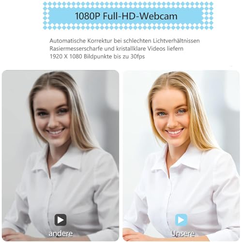 1080P Webcam with Microphone, HD Webcam Web Camera with Tripod Stand, Widescreen USB Computer Camera, Streaming Mic Web cam for Online Calling/Conferencing,Facetime/YouTube Desktop Laptop PC
