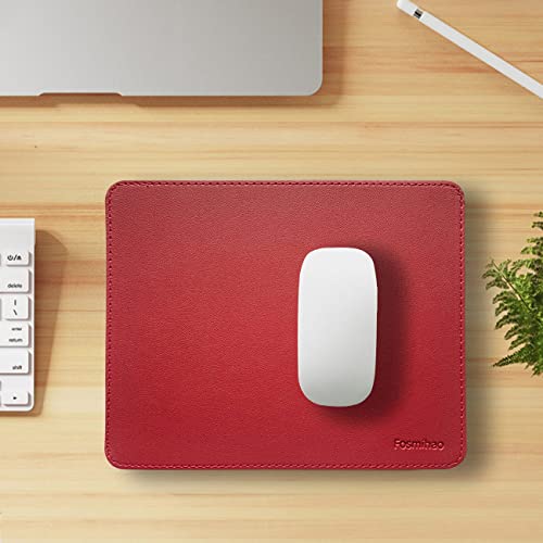 Leather Mouse Pad - Wood Mouse Pad, Double Side Mouse Pad with Stitched Edge, Waterproof Ultra Thin Mouse Pad for Computers, Laptop, Office & Home, 10.2 x 8.3 Inch, 1 Pack (Burgundy) - color: Burgundy