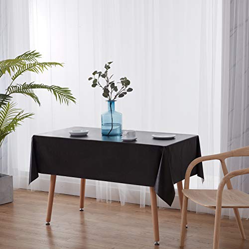 NLMUVW Black Vinyl Tablecloth, Heavy Duty PVC Table Cloth Waterproof | Dining Table Cover Rectangle Wipe Clean for Kitchen Picnic, 54 x 78 inch - color: Black, size: 78" x 54" (Rectangular)