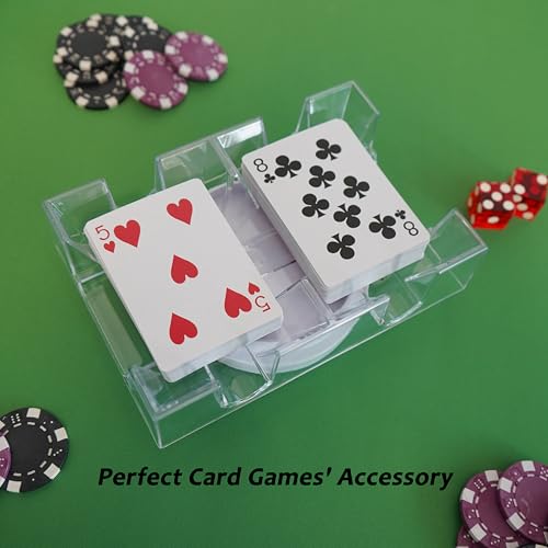 DNB Revolving Playing Card Tray - 2 Deck Plastic Rotating Canasta Card Holder - style: 2 Deck
