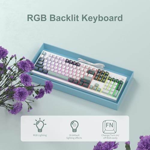 MageGee Creamy Keyboards,K2 Classic Keyboard Wired RGB Backlit 104 Keys Waterproof Ergonomic Keyboard,PC Keyboards for PC/loptop/MAC-Geeen - color: Green