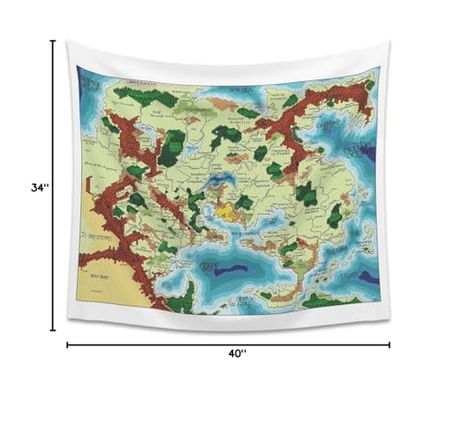 POLYMORPH PRINTS Greyhawk Indoor Wall Tapestry, Flanaess Advanced Dungeons and Dragons Indoor RPG Map Home Wall Decor | AD&D (40" x 34") - size: 40"L x 34"W