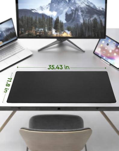 ALOANES Non-Slip Extended Mouse Pad Office&Home Desk Mat Stitched Edge | Black Large Cloth Fabric Mousepad for Keyboard, Computer Gaming 35.43"x11.8"x0.12" - color: Classic Black, size: 35.4L x 11.7W inches