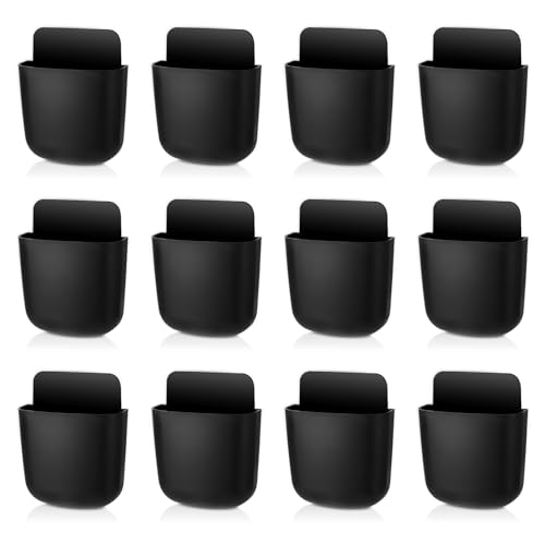 Remote Control Holder Wall Mount Remote Organizer Storage Box | 12PCS Remote Organizers, No Drill Design for Remote Controls, Phones and Home Office Organization