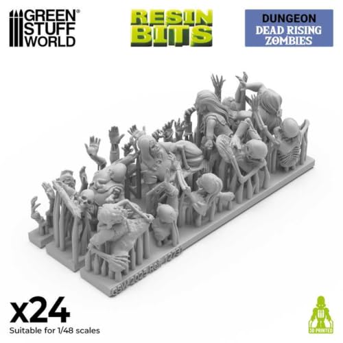 Green Stuff World Dead Rising Zombies Miniatures Set – 1:48 Scale Unpainted Resin Figures for Tabletop Games, Dioramas, and Miniature Painting – 3D Printed Undead Models for RPGs & Hobby Collections