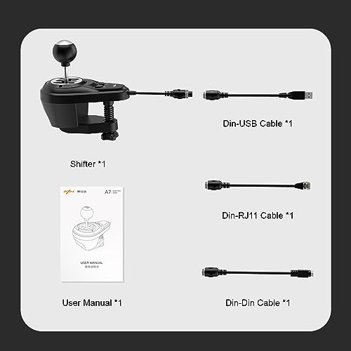 PXN A7 Sim Racing Shifter for PC, Universal USB Gear Shifter | Realistic 6+R H-Pattern Shifting, Push-Down Reverse Lockout, USB Connectivity, Dual Programmable Buttons, Secure Clamp Mount