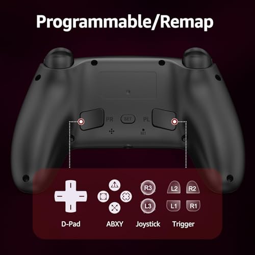 IWGAME Wireless Controller for PS-5/PC, Hall Effect Joysticks & Triggers Gaming Controller with Programmable/Remap/Turbo/LED Light Functions, Dual Vibration,3.5MM Headphone Jack,Black - color: Black