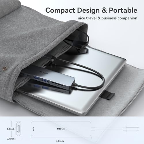 USB C Hub HDMI Adapter for MacBook Pro/Air, MOKiN 7 in 1 USB C Dongle with HDMI, SD/TF Card Reader, USB C Data Port,100W PD, and 2 USB 3.0 Compatible for MacBook Pro/Air, Dell XPS, Lenovo Thinkpad. - color: Space Gray