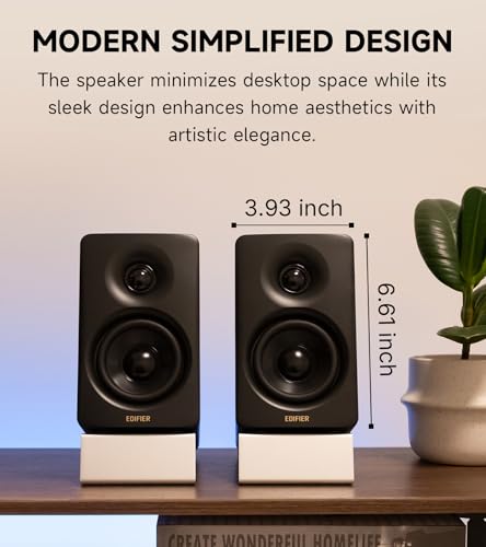 Edifier M60 Multimedia Speaker Bluetooth 5.3, 66W RMS, Hi-Res Audio & Hi-Res Wireless Audio, LDAC,3" Mid Bass & 1" Tweeter, USB-C & Aux Inputs, Compact Desktop Speaker – Black - color: Black
