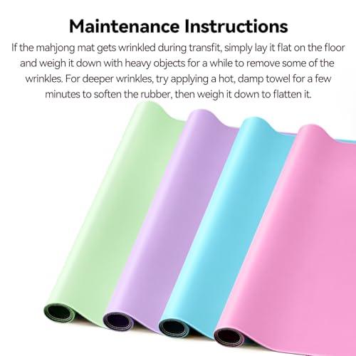 Pink 31.5" Crease-Free Non-Slip Noise Reduction Mahjong Mat | American Mahjong Table Cover with Carrying Bag for Poker Card Games Dominoes & Board Games - color: Pink