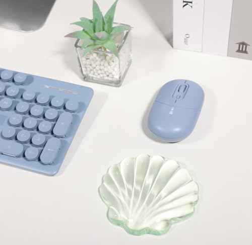 Gel Wrist Rest for Keyboard and Mouse Green Shell Keyboard Wrist Rest Set Ergonomic Cute Transparent Clear Cool Mouse Wrist Pad Silicone Non-Slip Support for Computer Gaming Home Office Ocean Beach - color: Seashell Green