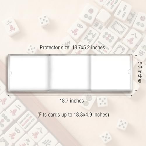 Mahjong Card Sleeve Holder, Fits Large Print Size 6 1/8" x 4 3/4", Clear Plastic Mahjongg Card Protector, Durable Score Card Cover for American Mahjong, 4 Pack