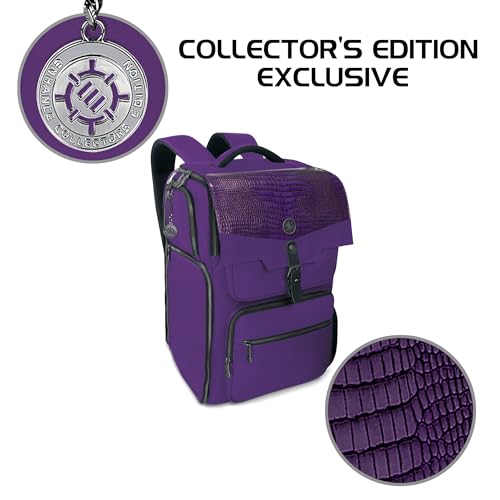ENHANCE Collector's Edition DnD Backpack - RPG DM Bag for Dungeons and Dragons - DnD Bag fits 6-8 Books, 18" Laptop/DM Screen Slot, Miniature Foam Trays, Accessory Pockets, Map Strap (Dragon Purple) - color: Dragon Purple