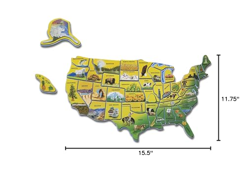 Melissa & Doug USA Map Wooden Puzzle (45 pcs) | 46 Piece Set, Wooden Puzzle Board With State Capitals, 45 State Pieces, Geography Learning Toys for Kids, Ages 5+