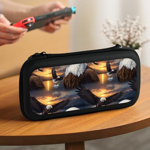 PPIKTC Game Console Storage Bag Compatible with Nintendo Switch, Eagle Hard Shell Shockproof Travel Carrying Pouch with 15 Game Cartridges - color: Design (327)