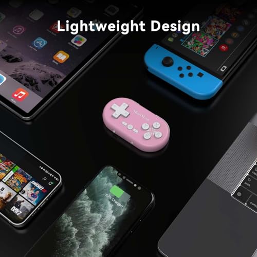 ShanWan Bluetooth Gamepad Keychain Sized Mini Controller for Switch, Windows, Android, iOS & PS4(pink ) - color: PINK