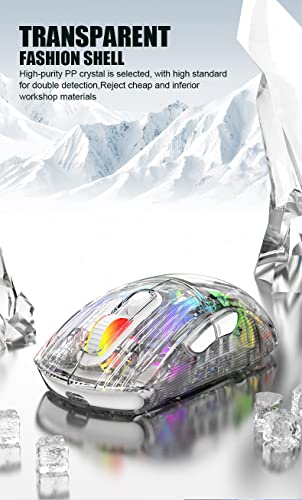 Bluetooth Wireless Mouse, Transparent RGB Mechanical Dual Mode Gaming Mouse, A Must-Have Cool USB Computer Mouse for Gaming and Esports - color: White