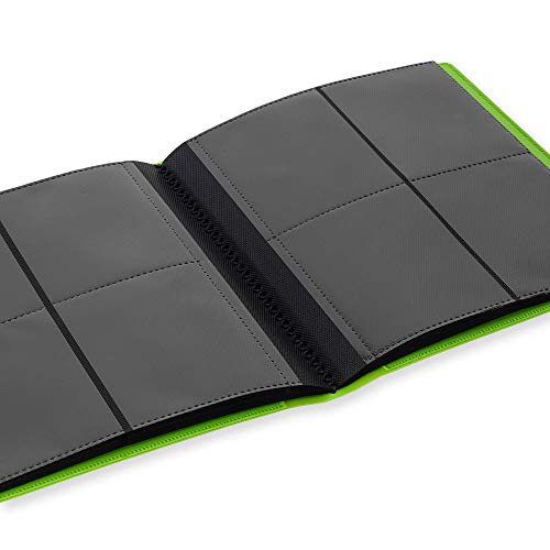 Vault X 4 Pocket Strap Trading Card Binder 160 Cards Side Loading (Green) | Holds 160 standard-size TCG cards in 20 side-loading 4-pocket pages. Padded, water-resistant cover. - color: Green