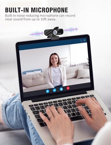 Tewiky Full HD Webcam with Built-in Microphone and Rotatable Tripod, 1080P Video and Wide Angle Camera, Privacy Cover, for Desktop PC or Laptop Computer - style: 1080P Webcam with USB Cable
