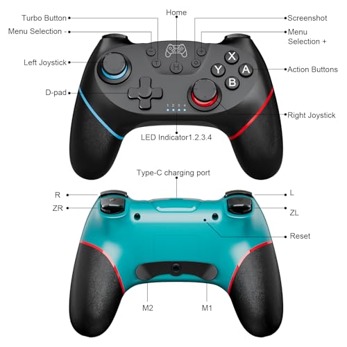 Diswoe Switch Controllers, 2 Pack Wireless Pro Controller for Switch 2/Lite/OLED with Mappable Buttons, Hall Effect Gaming Controller for PC/Android with Motion Control/Vibration/Turbo/Wake Up